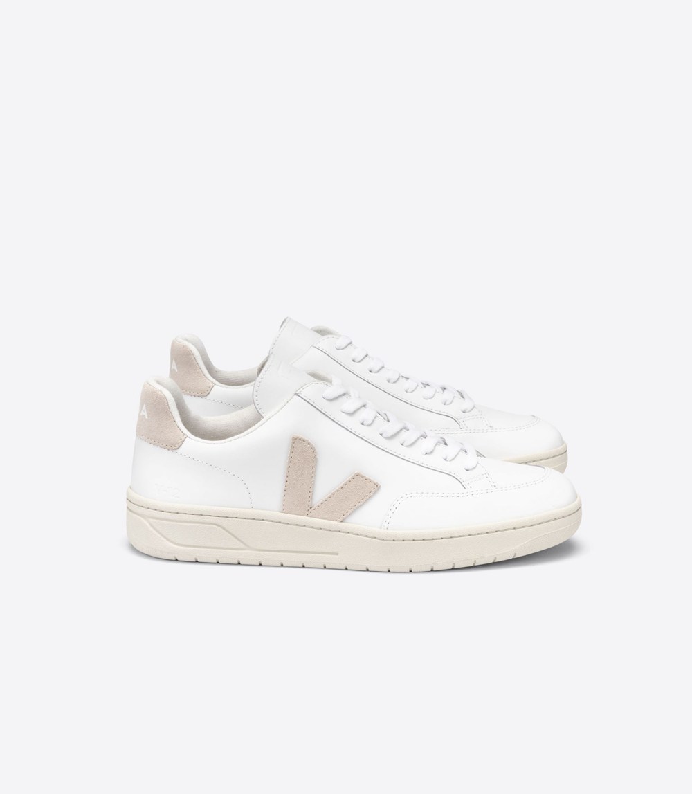 Tenis Veja Hombre - V-12 Cuero - Blancos - 083GXUMBK